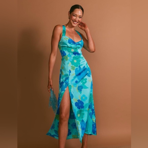 NWT Show Me Your Mumu Mina MIDI Maxi Blue Piccadilly Floral Dress | SIZE MEDIUM - Picture 5 of 9